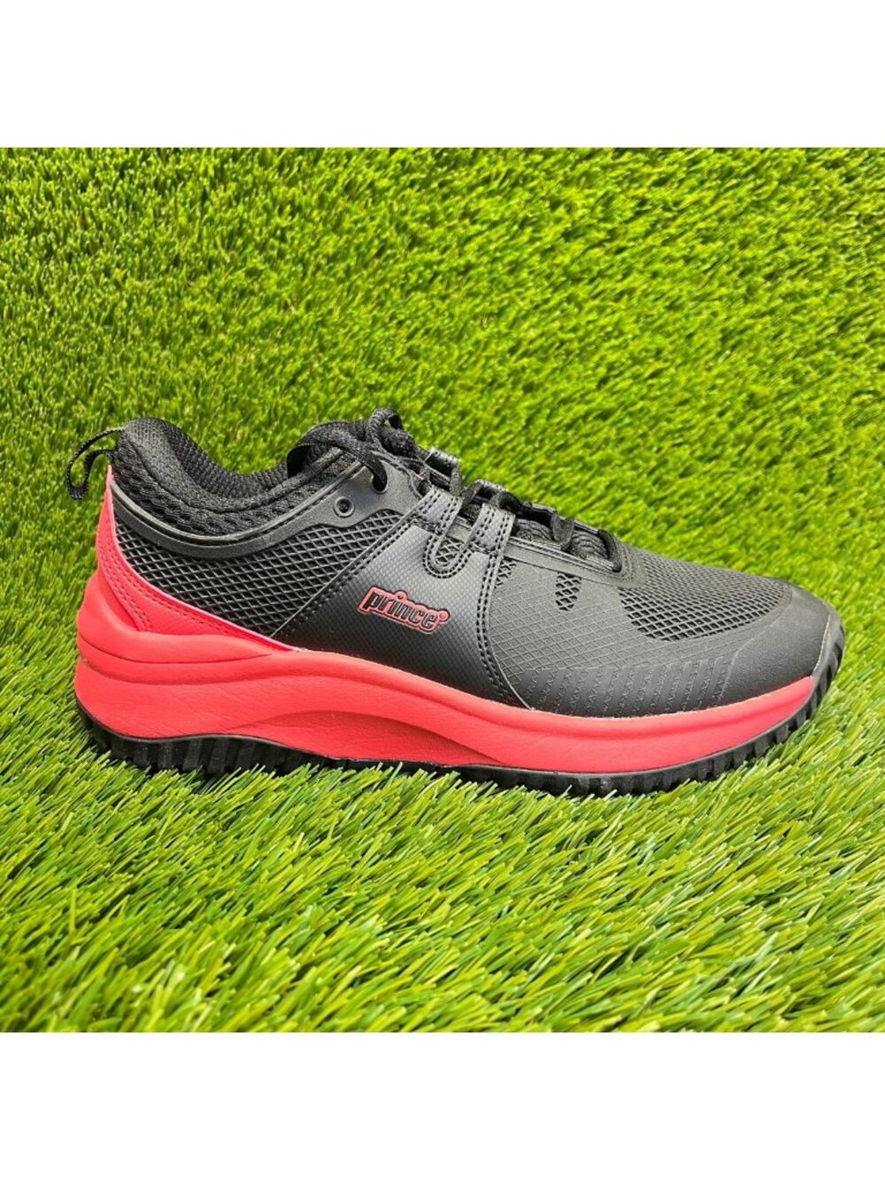 Prince Venom Womens Size 6.5 Black Red Athletic Walking Running Tennis Shoes